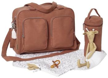 Vertbaudet Wickeltasche FAMILY aus Musselin, personalisierbar braun/wild sahara von