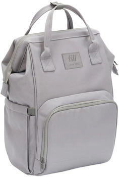 Fillikid Wickelrucksack Barcelona im modernen Design mit variablem Stauraum Stone Grey