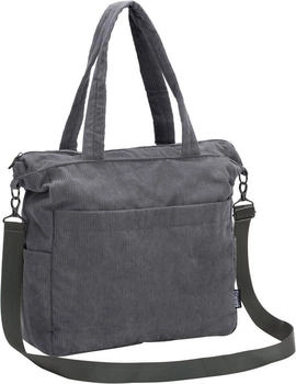 Fillikid Wickeltasche Cord mit Wickelunterlage, Kinderwagenaufhänger & Flaschenwärmer Grau