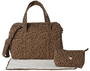 Envie de fraises Bio-Kollektion: Wickeltasche mit Leoprint mit Recycling-Polyester beige