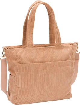 Fillikid Wickeltasche Cord mit Wickelunterlage, Kinderwagenaufhänger & Flaschenwärmer Nougat
