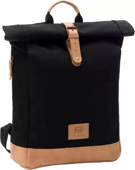 Fillikid Wickeltasche Berlin im Rolltop-Design mit variablem Stauraum, ergonomische Gurte, Thermofach, Kinderwagenbefestigung & Wickelunterlage Schwarz