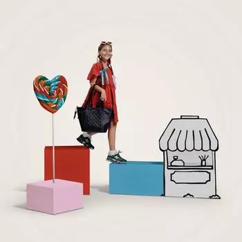 MOON V-Shape Bag Wickeltasche, schwarzes Leder