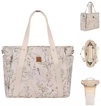KIKKABOO Firenze Wickeltasche mit Wickelunterlage, Rei&szlig;verschluss, Flaschentaschen, beige (31108020101)