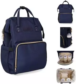 KIKKABOO Siena Wickeltasche Rucksack, Wickelunterlage, dunkelblau