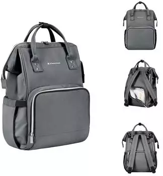 KIKKABOO Siena Wickeltasche Rucksack mit Wickelunterlage, dunkelgrau