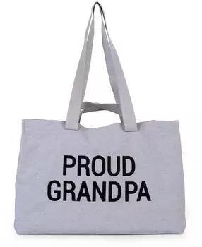 Childhome Proud Grandpa Bag Canvas-Tasche, Nylon, grau