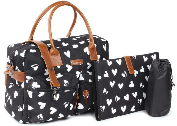 Kidzroom Wickeltasche Black & White black/heart