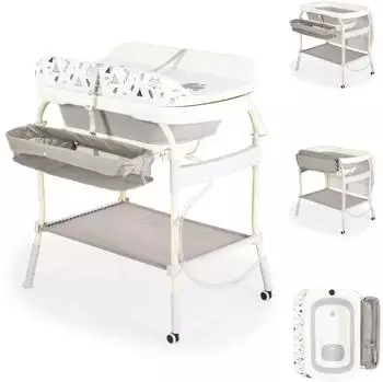Cangaroo Garda Babybadewanne & Wickeltisch 2-in-1 mit Thermometer und R&auml;dern (110898)
