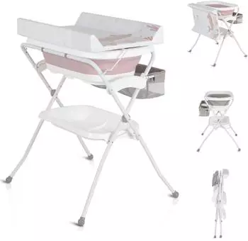 Cangaroo Como Babybadewanne & Wickeltisch, faltbar, rosa (2 in 1)