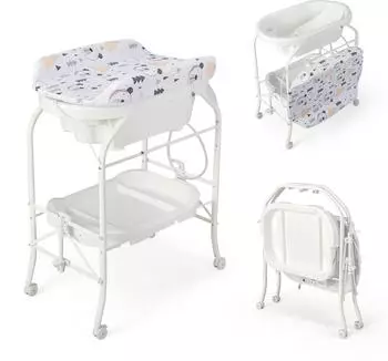 Costway Wickelstation 4-in-1 mit Badewanne, bis 35kg, weiß