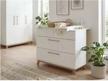Arthur Berndt Lina Wickelkommode 4 Schubladen, wei&szlig;/walnuss, Soft-Close, Push-to-open (800000916844)