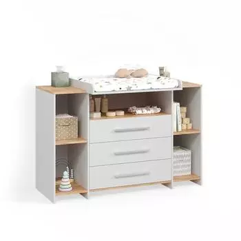 Livinity Torino Wickelkommode wei&szlig;/Goldkraft Eiche, 3 Schubladen (58767)