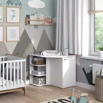 VICCO Kristian Wickelkommode wei&szlig;, 85x77,3cm, mit T&uuml;r und offenen F&auml;chern (43712)