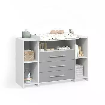 Livinity Torino Wickelkommode wei&szlig;/grau, XL, mit Schubladen (58929)