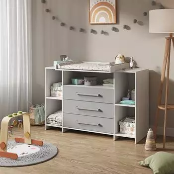 VICCO Oskar Wickelkommode weiß/grau 143x100cm XL (40349)
