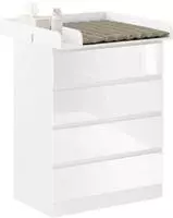Woltu Wickelkommode, mit abnehmbarer Wickelsatz mit 4 Schubladen Wei&szlig; wei&szlig; 80...