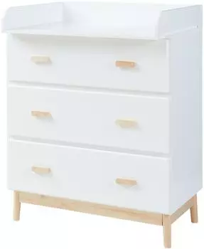 en.casa Sarievn Wickelkommode mit Wickelauflage, 3 Schubladen, 100x80x53cm, wei&szlig;