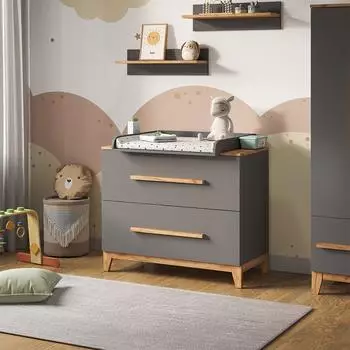 VitaliSpa Malia Wickelkommode grau/Artisan 2 Schubladen 108x98cm (58353)