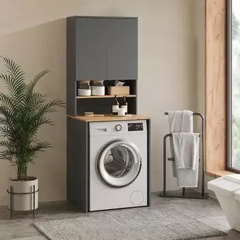VICCO Viktor Waschmaschinenschrank Anthrazit/Eiche 68x88,2cm (56187)