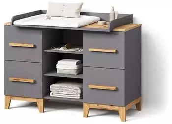 Livinity Mailo Wickelkommode grau/Artisan Eiche, 4 Schubladen, 133x108x70cm (59772)