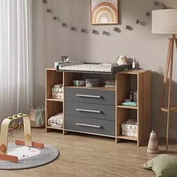VICCO Oskar Wickelkommode Anthrazit/Sonoma Eiche 143x100cm XL (40348)