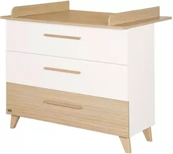 Roba Theo Wickelkommode mit Wickelaufsatz, 3 Schubladen, wei&szlig;/Holzdekor (1731894)