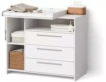 Livinity Nera Wickelkommode mit Wickelaufsatz, wei&szlig;, 3 Schubladen (62485)