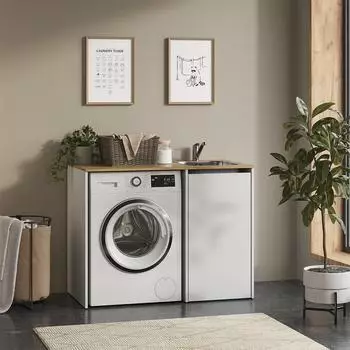 VICCO Viktor Waschmaschinenschrank wei&szlig;, 113,6 x 88,2 cm (63233)