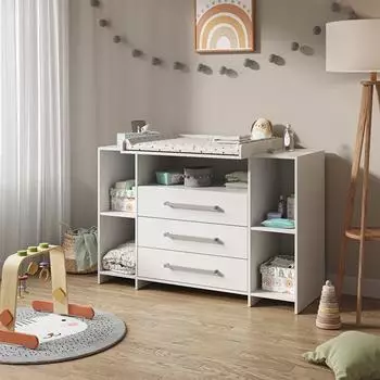 VICCO Oskar Wickelkommode weiß, 143x100cm, 3 Schubladen (40342)