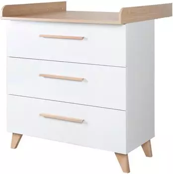 Roba Leon Wickelkommode 3 Schubladen, wei&szlig;/Honigeiche, Holz (1731866)