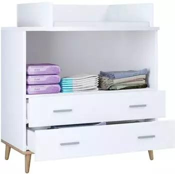 VCM Lindas Wickelkommode wei&szlig;, 2 Schubladen, 80x93x49cm