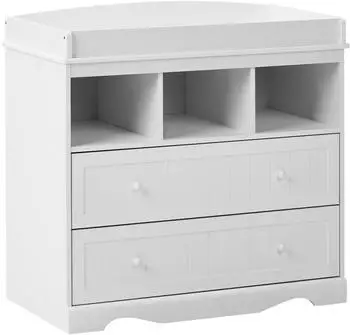 Beliani Wickelkommode VIRDEN, wei&szlig;, 2 Schubladen, 3 Regale (VIRDEN)
