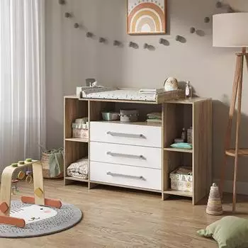 VICCO Oskar Wickelkommode Weiß/Sonoma Eiche 143x100cm XL (40347)