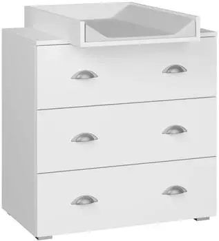 Bim Furniture Mia Kommode mit Wickelaufsatz, 80cm, matt wei&szlig; (Mia 80)