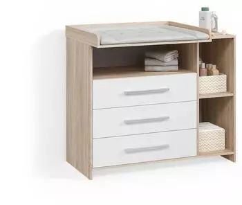 Livinity Torino Wickelkommode wei&szlig;/Sonoma mit Schubladen (58907)