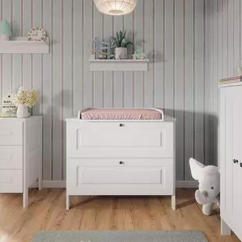 VitaliSpa Ajaton Wickelkommode wei&szlig;, 108x98cm, 2 Schubladen (50177)