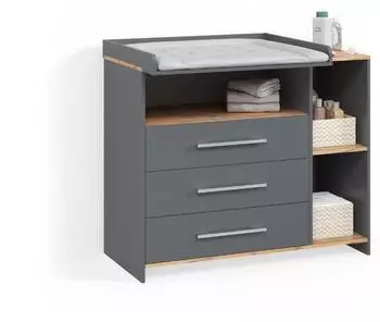 Livinity Torino Wickelkommode anthrazit/Goldkraft Eiche, 3 Schubladen (58766)