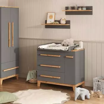 VitaliSpa Malia Wickelkommode grau/Artisan, 98x98cm, mit Schubladen (60580)