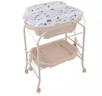 Costway Wickeltisch mit Badewanne, klappbar, beige (AC10011EU-MS)