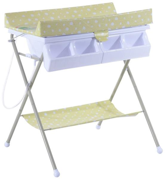HomCom Baby Wickeltisch mit Badewanne Gelbgrün