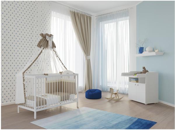 Polini Kids Babyzimmer Set Gitterbett mit Wickelkommode weiß