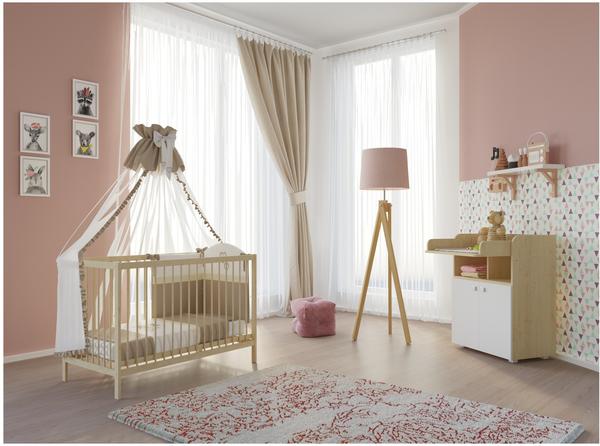 Polini Kids Babyzimmer Set Gitterbett mit Wickelkommode Ahorn/Natur