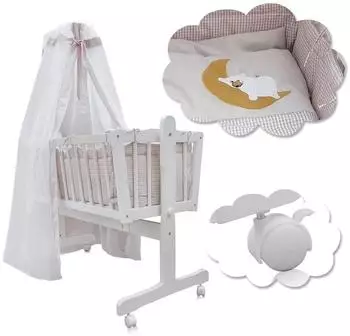 Serina Babywiege + 9 tlg. Zubehör weiß/beige