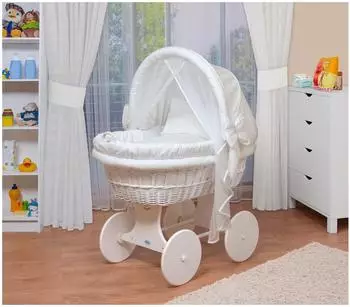 Waldin Baby Stubenwagen-Set (1211) Gestell/R&auml;der wei&szlig; lackiert, wei&szlig;
