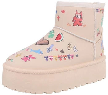Ital Design Stiefeletten Plateaustiefeletten Warm gefüttert Lederoptik Beige