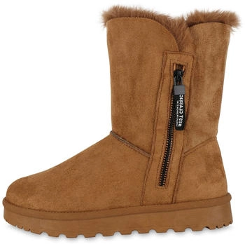 VAN HILL Warm Gefütterte Winter Boots Stiefeletten Kunstfell 839666 hellbraun