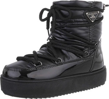 Ital Design Mädchen Stiefeletten Strickoptik schwarz