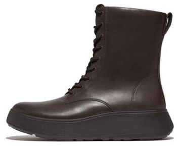 FitWear F-Mode Leder Schnürstiefeletten Flatform Stiefel schokobraun