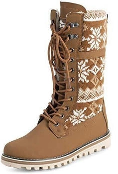 Polar Warm Thermal Wasserdicht Draussen Gehen Schnee Winter Gummisohle Wadenstiefel tan gestrickt YC0611